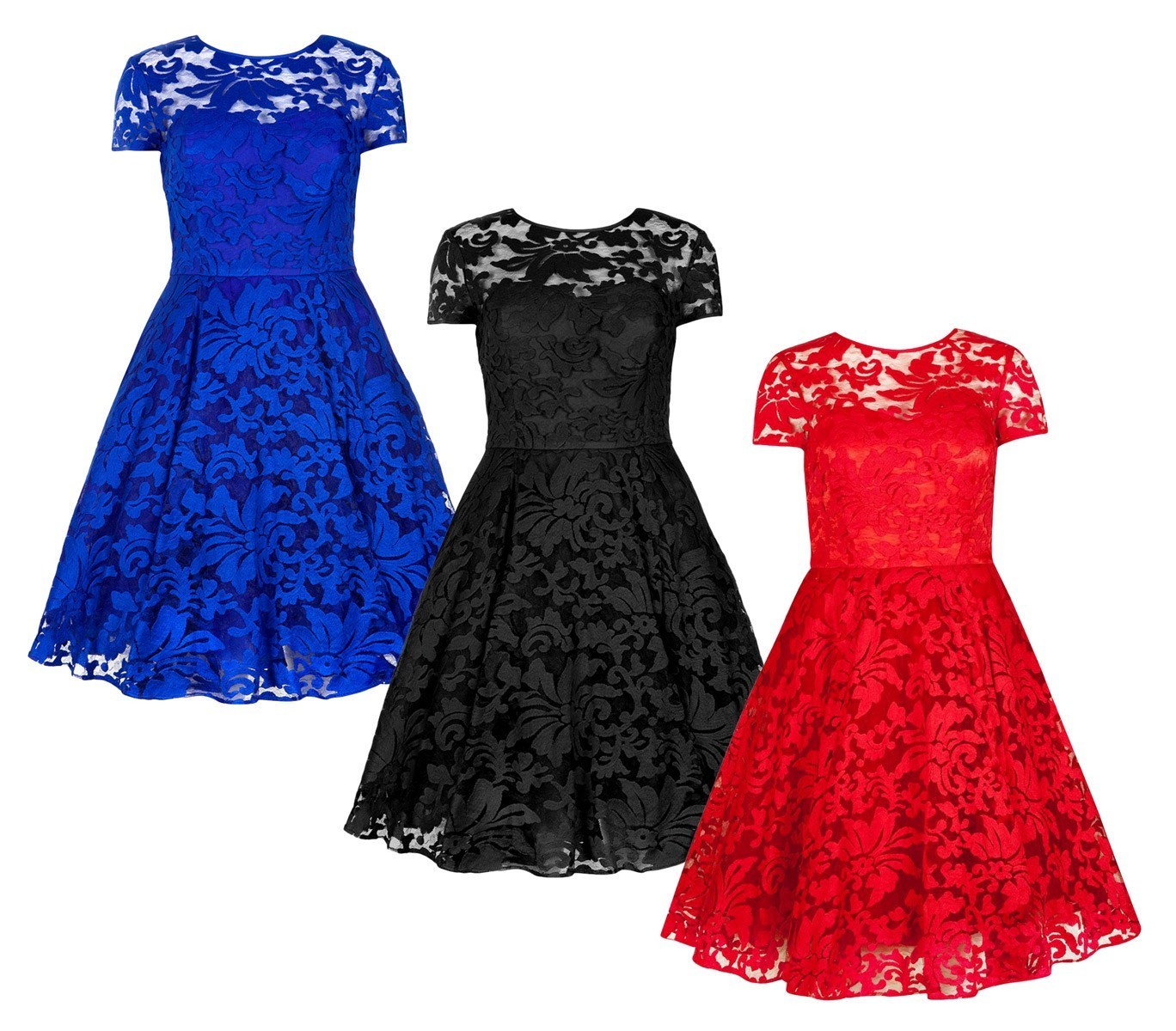 Robe dentelle manches courtes mod Cecille bouton sur le dos. Légèrement évasée