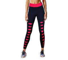 Leggings de sport KZ-311 pour les femmes avec des déchirure et des détails fluo 