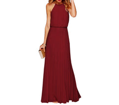 Robe longue plissée pour femme Mercedes sans manches tailles S à XL