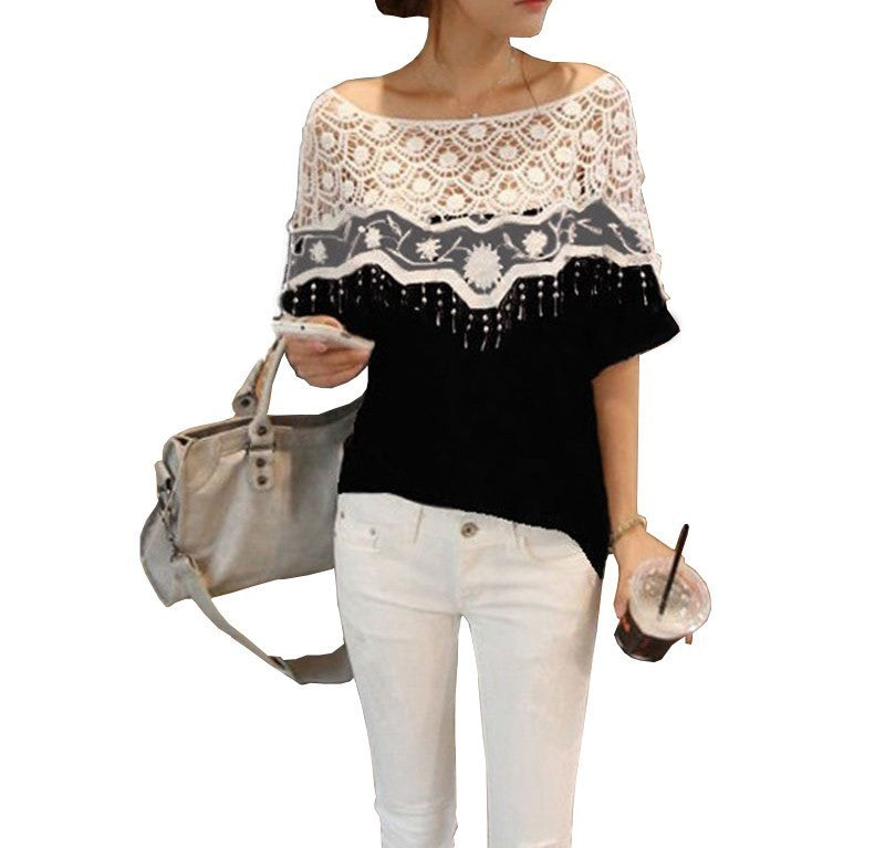 T-shirt mod. Munich Manches courtes noir et gris col mode féminine femme fille