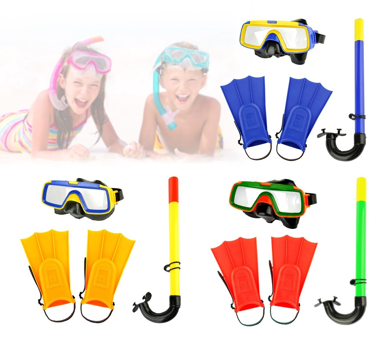 Kit masque tuba et palmes pour enfants CIKKECIAK 401079 en trois couleurs