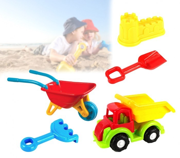 Set jeux de plage enfant brouette camions et moules CIGIOCHI 222355 plastique 