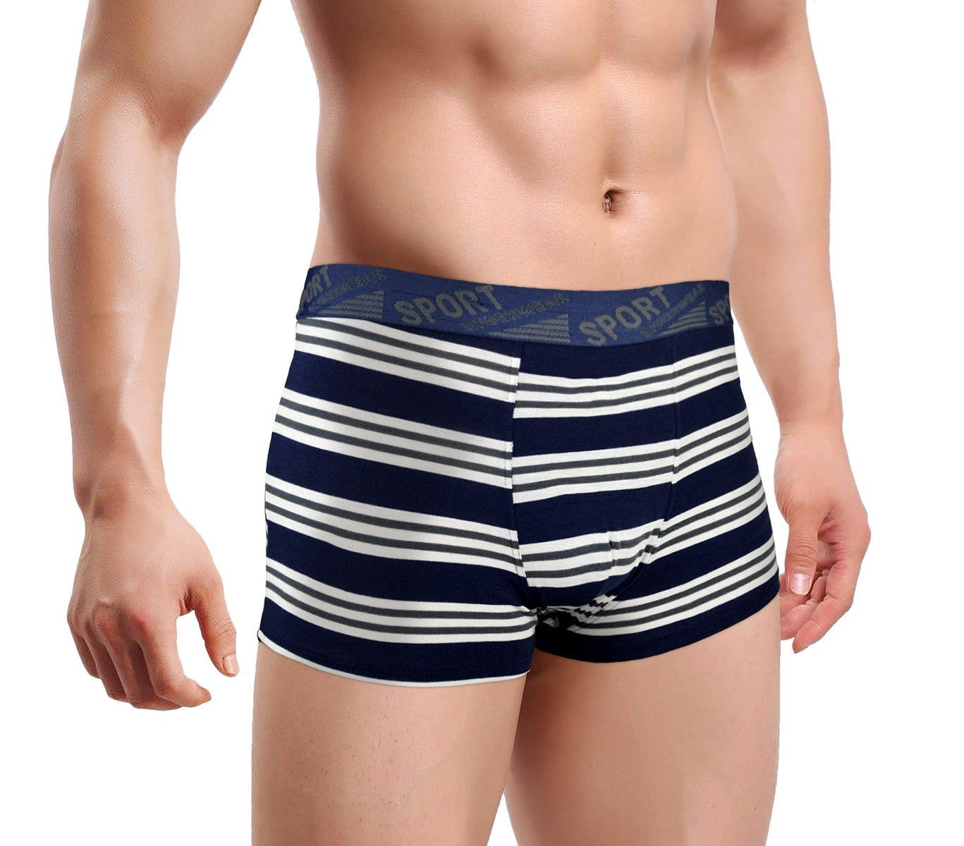 B104 Pack de 12 boxers hommes Huston en coton avec rayures fantaisies