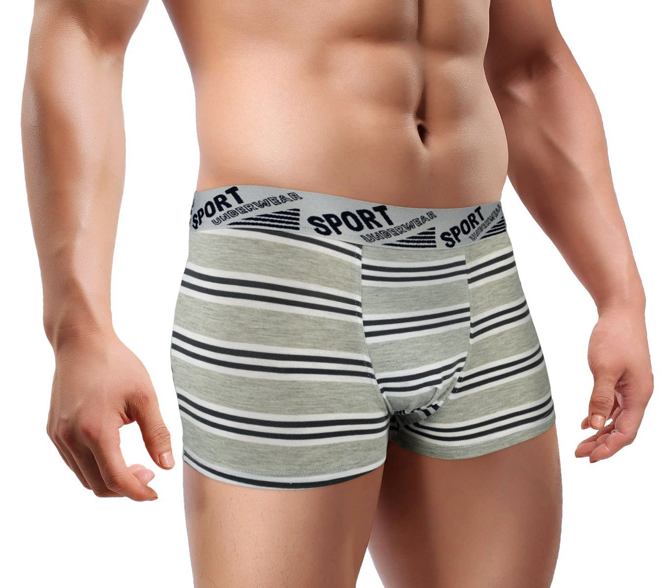 B104 Pack de 12 boxers hommes Huston en coton avec rayures fantaisies