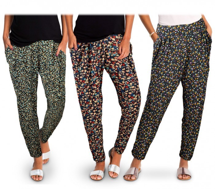 TG08-11 Pack de 3 pantalons sarouel pour femmes ass. FLOREAL fantaisie florale