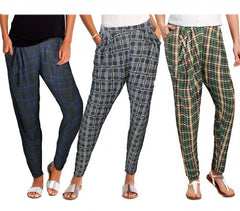 TG08-13 Pack de 3 pantalons sarouel pour femmes ass. STYLE carcan à carreaux