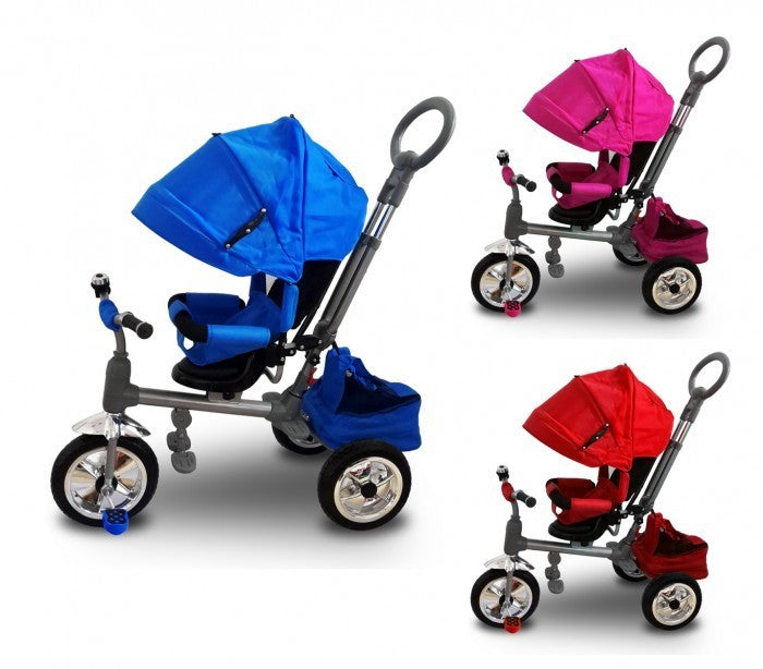 Tricycle poussette à pédales LT857 enfants avec siège pivotant face aux parents