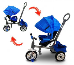 Tricycle poussette à pédales LT857 enfants avec siège pivotant face aux parents