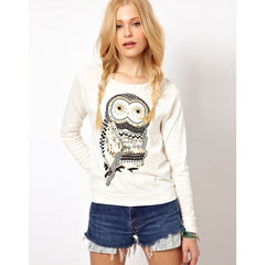 Pull jersey dessin de hibou douillet et confortable pour l'hiver