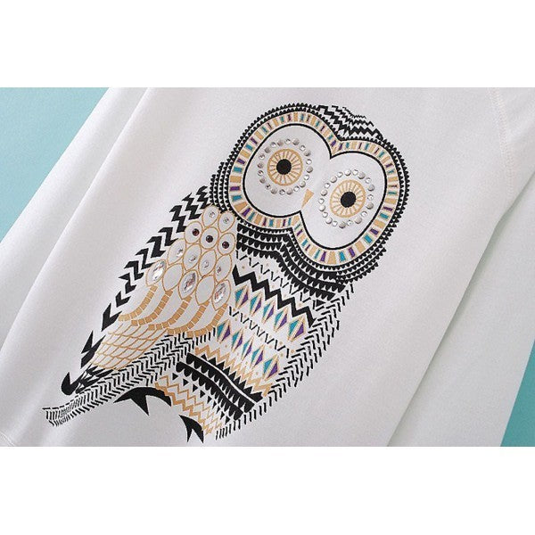 Pull jersey dessin de hibou douillet et confortable pour l'hiver