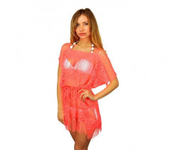 A04 robe à franges pour la plage. Mod. Melissa (effet de crochet)