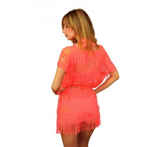 A04 robe à franges pour la plage. Mod. Melissa (effet de crochet)