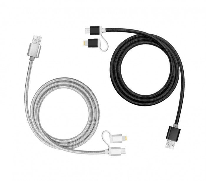 893267 Câble 2 en 1 Micro USB adaptateur de charge Lightning et données 39 cm