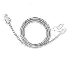 893267 Câble 2 en 1 Micro USB adaptateur de charge Lightning et données 39 cm