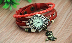 Montre analogique- bracelet en cuir - hibou