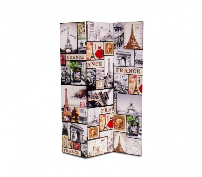Paravent séparateur 05975 Double modèle Londres Paris en toile sur bois 120x180