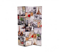 Paravent séparateur 05975 Double modèle Londres Paris en toile sur bois 120x180