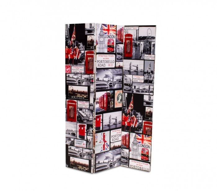 Paravent séparateur 05975 Double modèle Londres Paris en toile sur bois 120x180