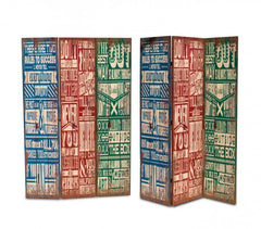 Paravent 05979 modèle Vintage en toile sur bois 120 x 180 cm trois panneaux