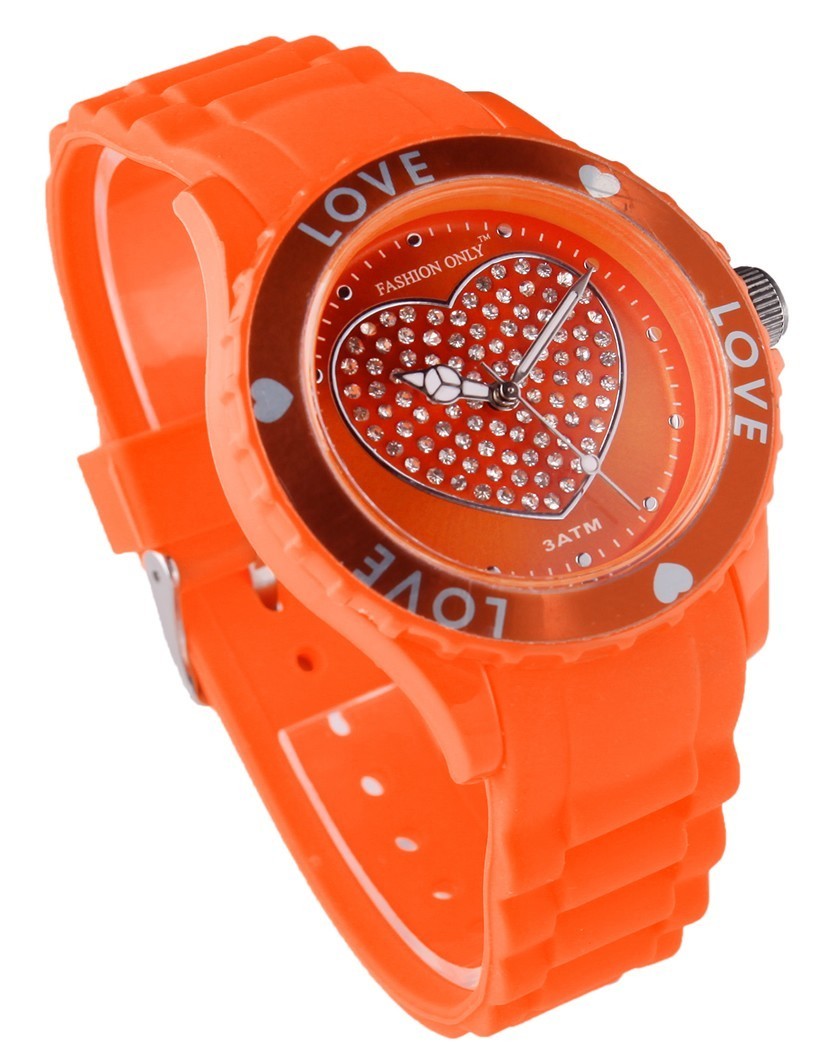 Montre femme  "Colors of Love" cadre lumineux avec coeur et bracelet en silicone