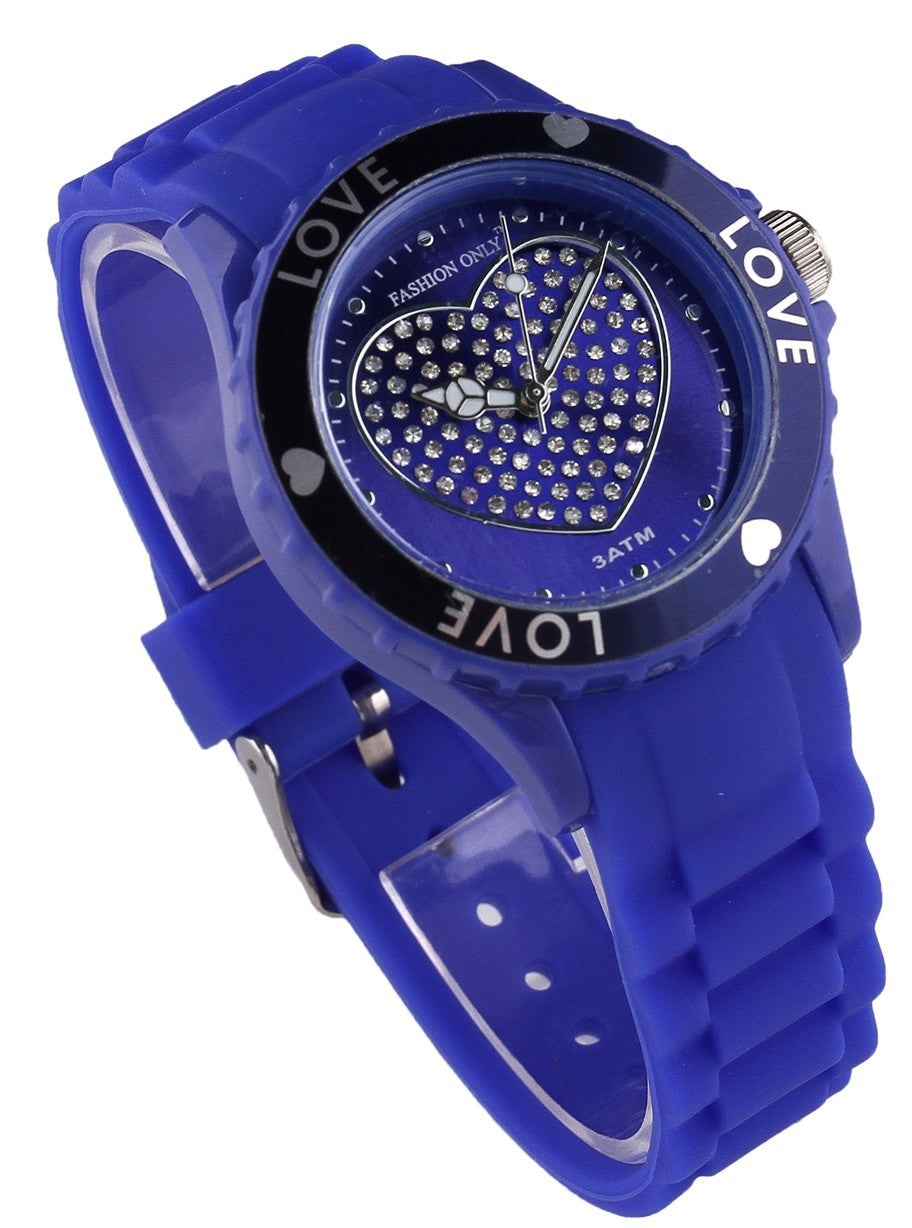 Montre femme  "Colors of Love" cadre lumineux avec coeur et bracelet en silicone