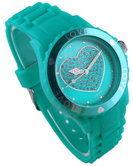 Montre femme  "Colors of Love" cadre lumineux avec coeur et bracelet en silicone