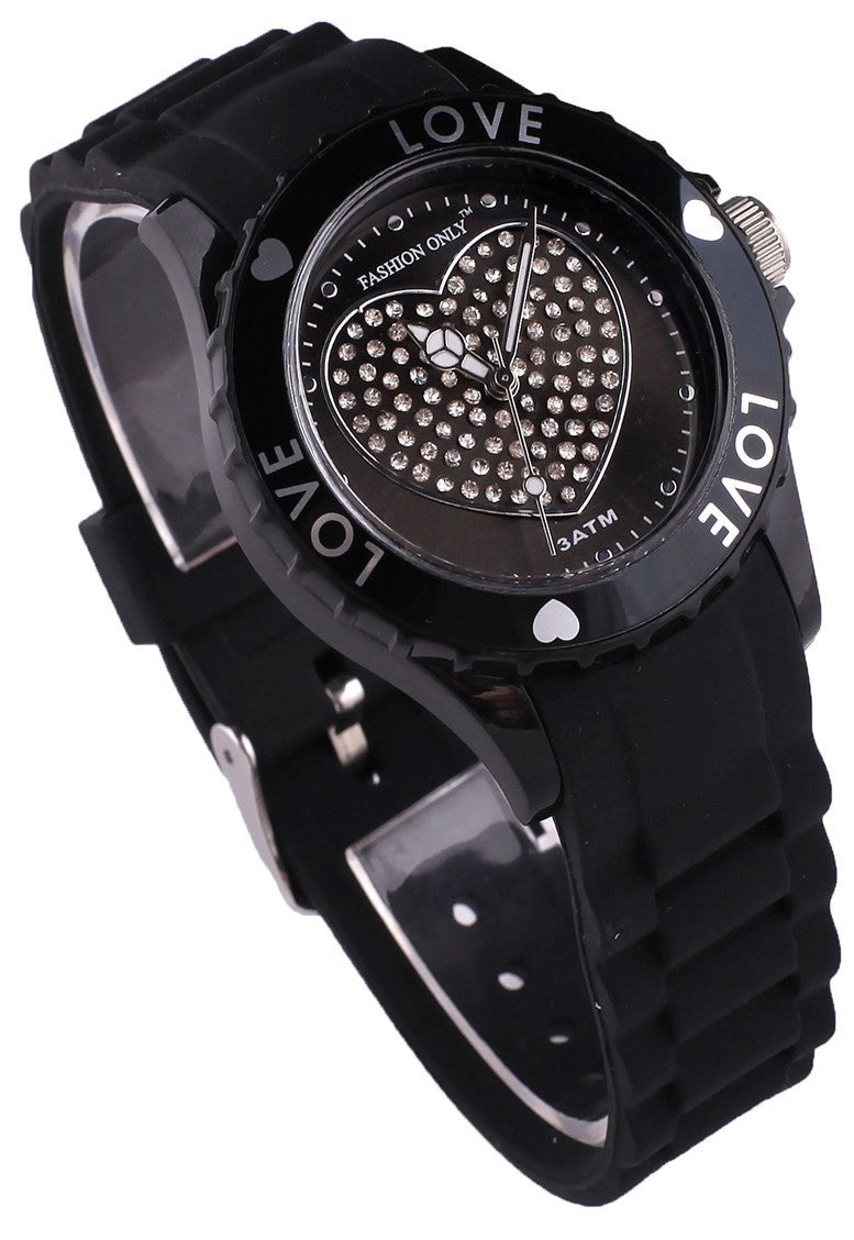 Montre femme  "Colors of Love" cadre lumineux avec coeur et bracelet en silicone