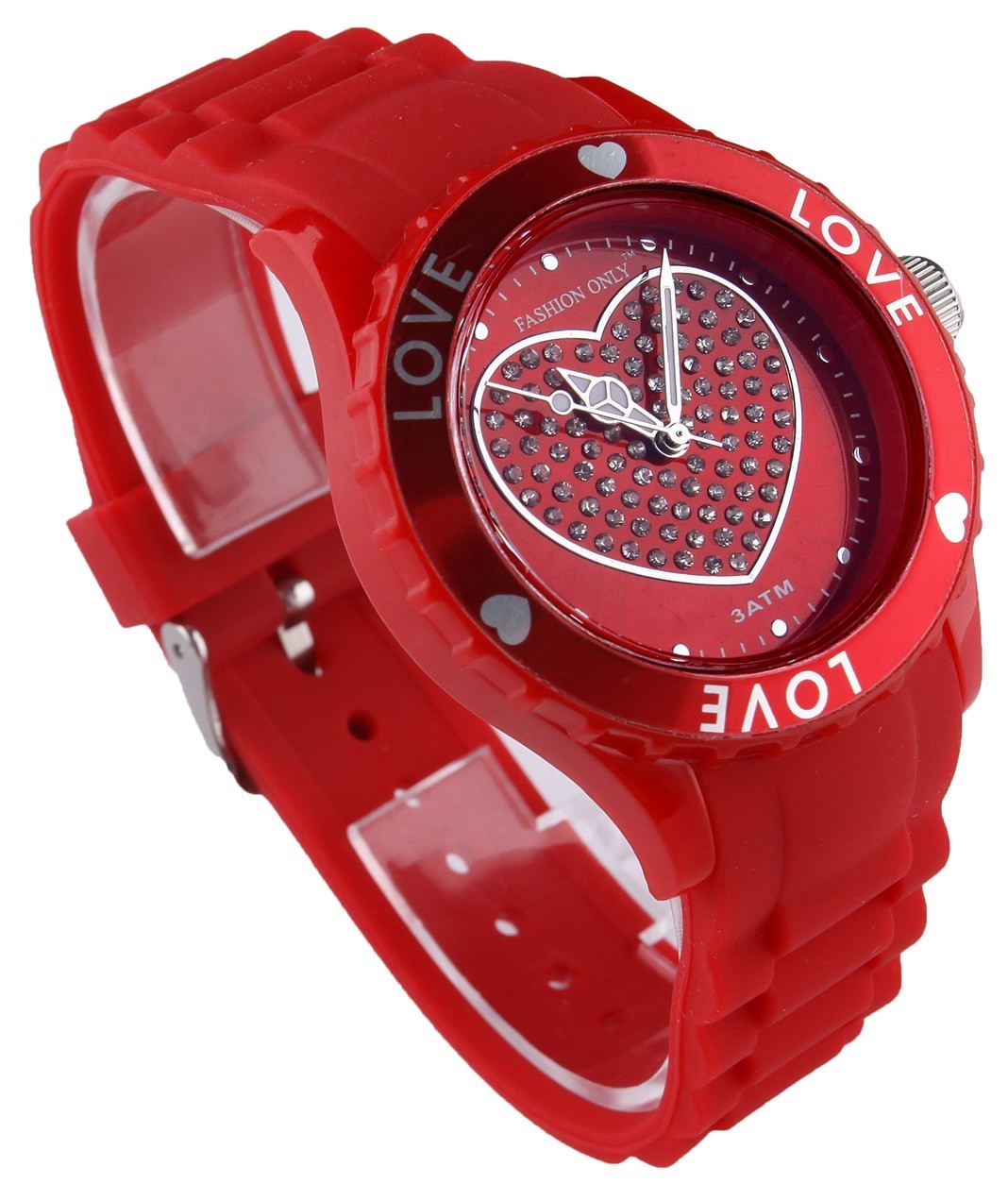 Montre femme  "Colors of Love" cadre lumineux avec coeur et bracelet en silicone