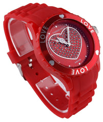 Montre femme  "Colors of Love" cadre lumineux avec coeur et bracelet en silicone
