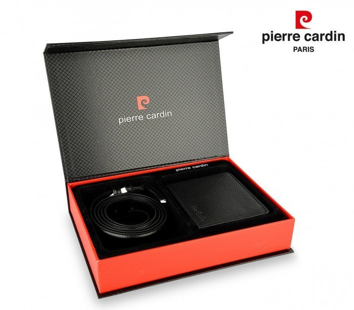 8806 LUKAS03 Coffret ceinture et portefeuille homme en vrai cuir PIERRE CARDIN