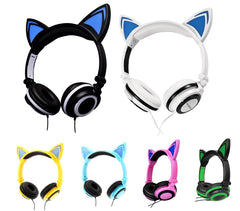 4395 Casque audio oreilles de chat avec LED clignotant ou fixe câble 1,5 mt