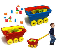 114282 Jeu de construction Chariot à tirer avec briques à assembler pour enfant