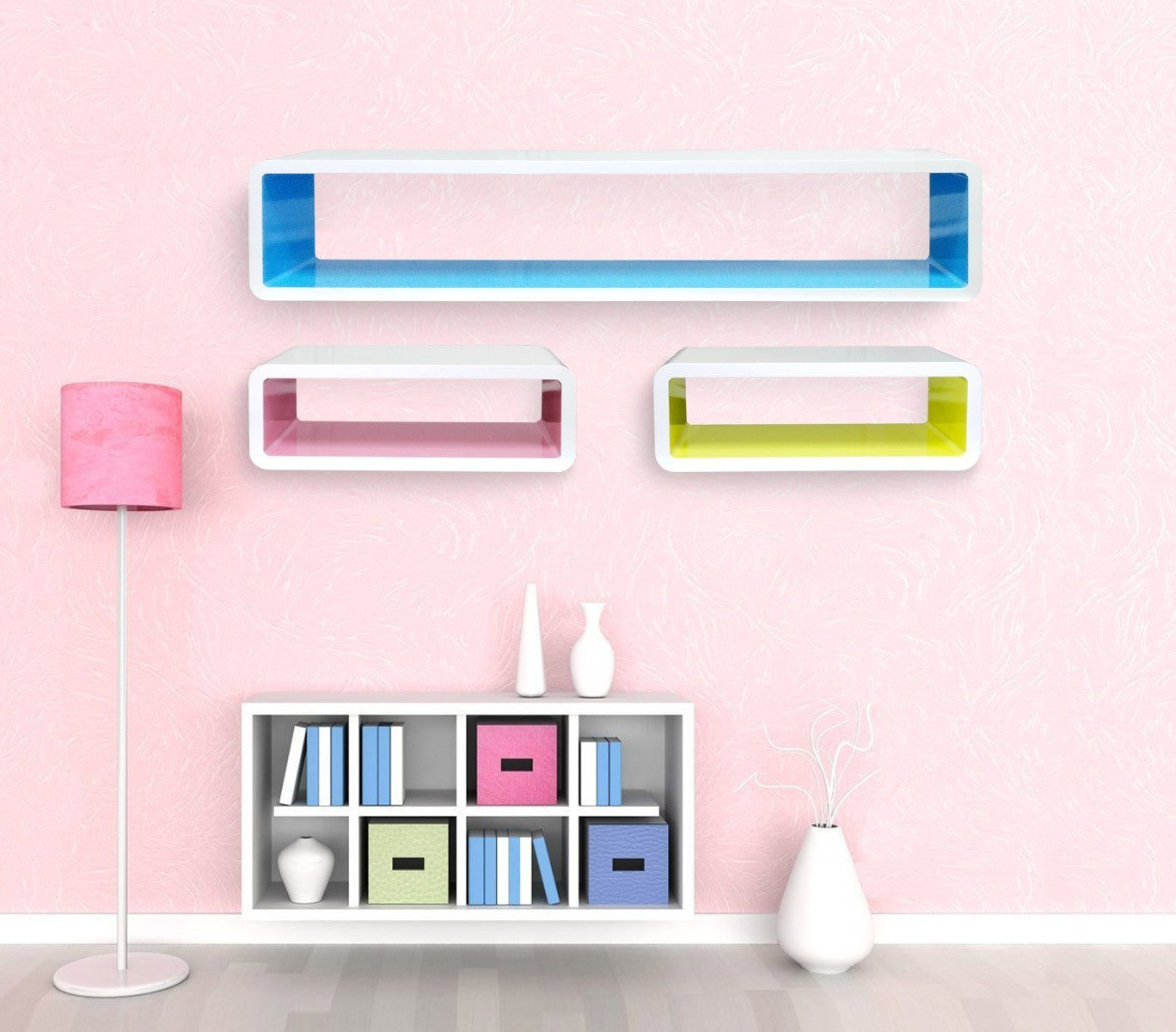 Set de 3 étagères murales rectangulaires design mesures différentes laquées