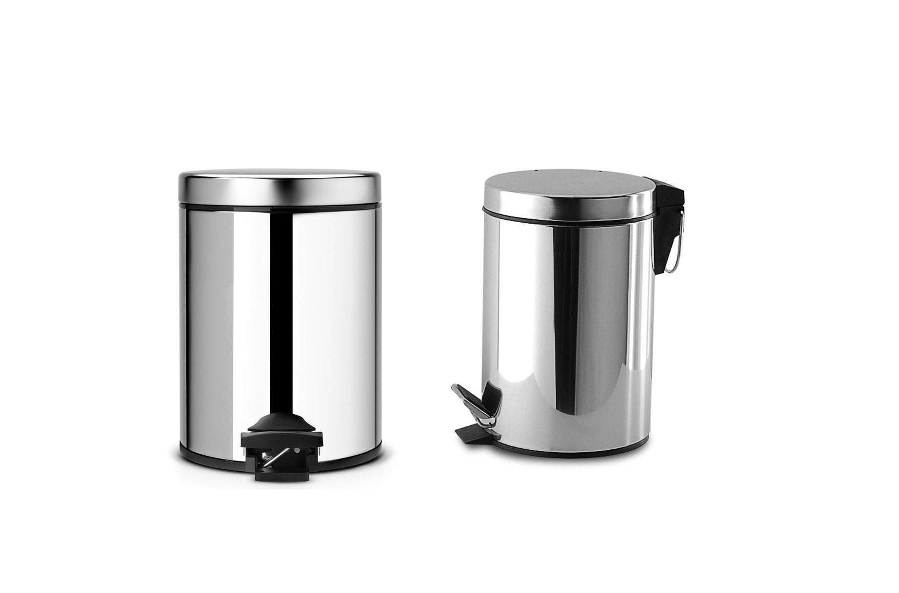 Set de 3 poubelles de cuisine à pédale 3 - 5 - 12 lt en inox poli