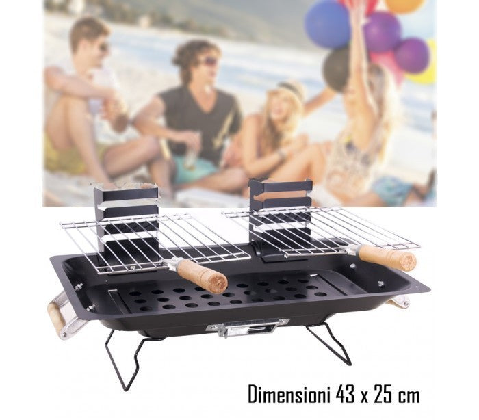 Barbecue de table à charbon deux grilles 43x25 cm mod KALBARRI de BBQ COLLECTION