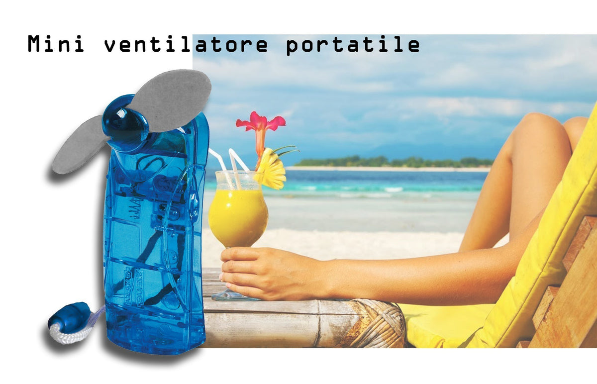 Mini ventilateur portable 2 pales pratique et de poche couleur bleu