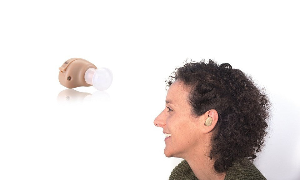 Mini prothèse auditive amplificateur 40 db à piles avec 3 bouchons en silicone 