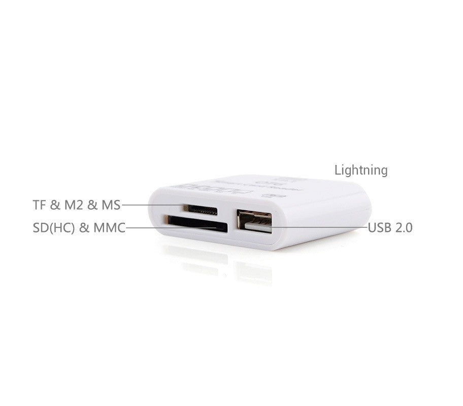 Kit connecteur 5 en 1 lecteur de cartes mémoire et USB LIGHTNING pour Smartphone