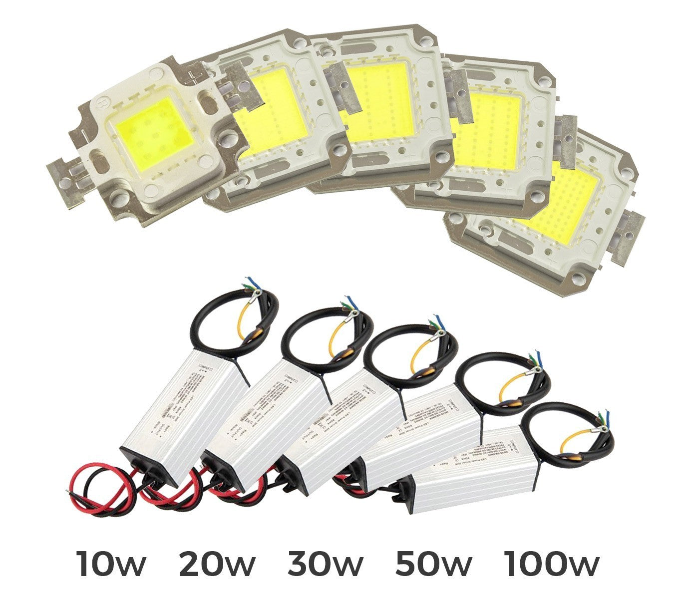 Kit de plaques led et driver dimmable led lumière froide de 10-20-30-50-100 watt