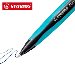 Lot de 10 stylos à bille rétractable STABILO modèle COM4ball en bleu ou noir 