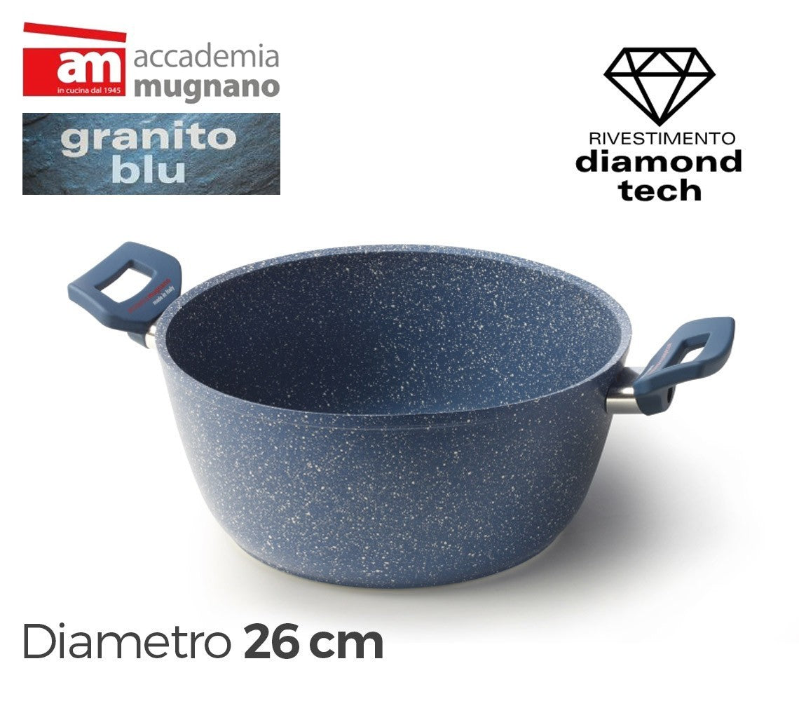 Casserole anti-adhésive avec deux poignées 26 cm Accademia Mugnano GRANITO BLU