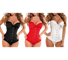 Ensemble de lingerie sexy pour femme corset et string en 3 couleurs