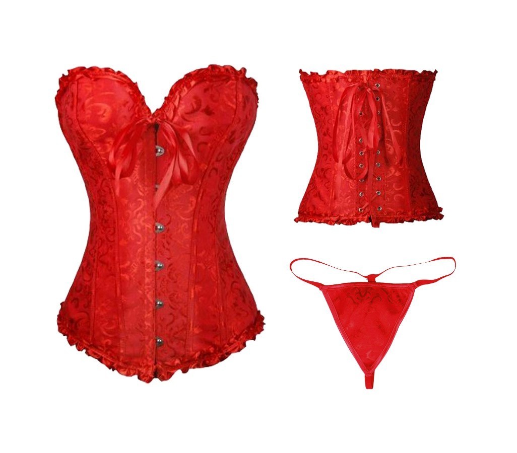 Ensemble de lingerie sexy pour femme corset et string en 3 couleurs