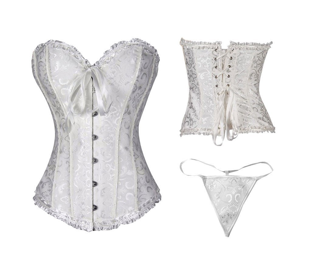 Ensemble de lingerie sexy pour femme corset et string en 3 couleurs