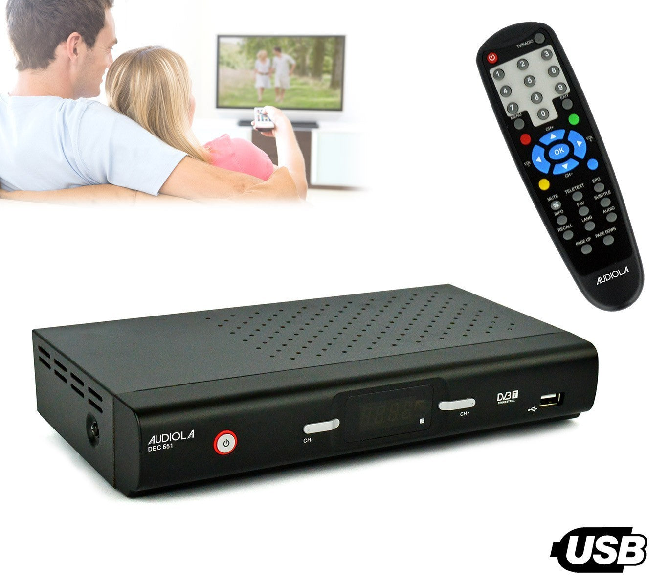 DEC 651 Décodeur DVB-T numérique terrestre à double prise péritel USB Audiola