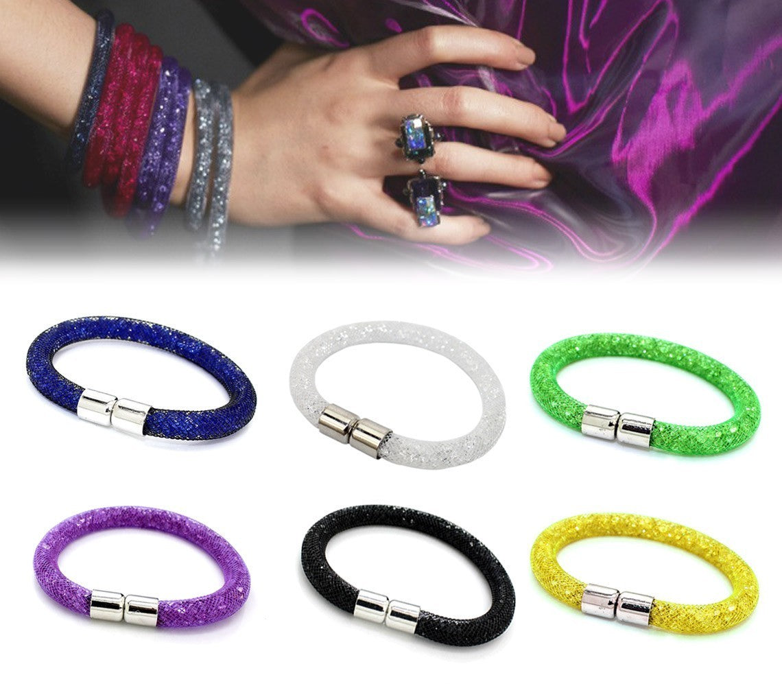 Bracelet avec strass en filet 20 cm Crystal Falls effet 3D fermeture magnétique