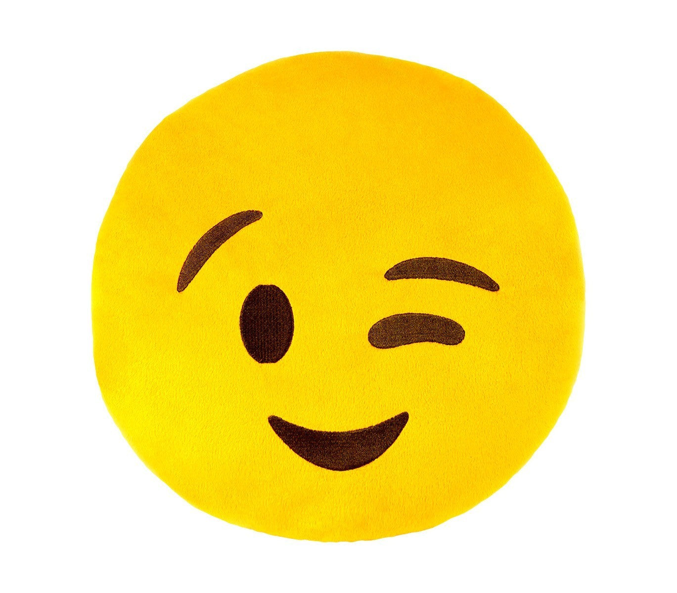 557316 Coussin décoratif émoticône motif tête clin d'œil jaune 34 cm ø