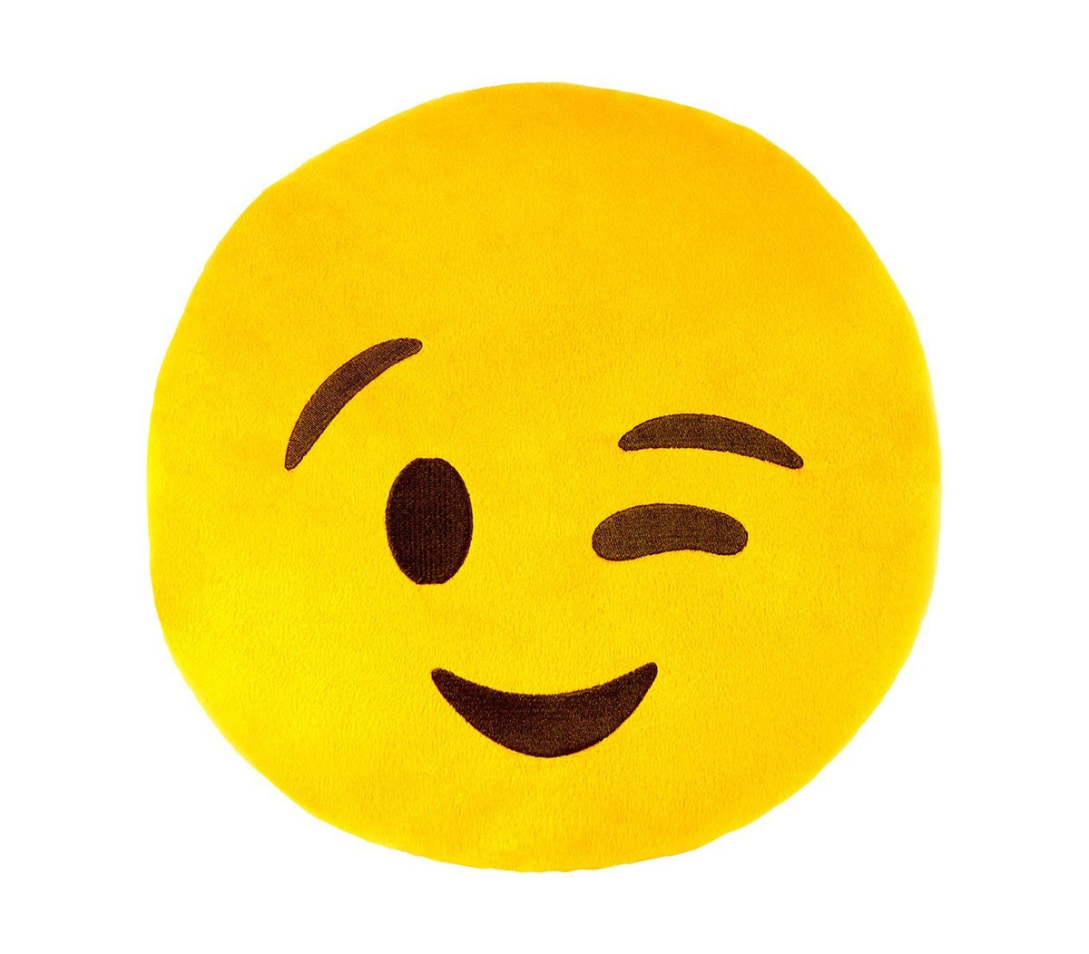 557316 Coussin décoratif émoticône motif tête clin d'œil jaune 34 cm ø