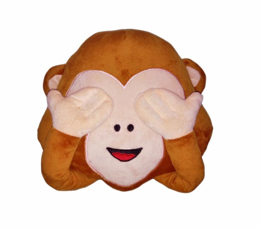 621048  Coussin 3 en 1 décoratifs émoticône les trois singes de la sagesse 30cmø