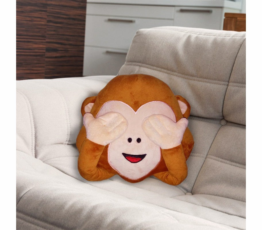 621048  Coussin 3 en 1 décoratifs émoticône les trois singes de la sagesse 30cmø